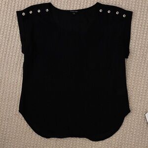 Papermoon Black Short Sleeve Top with Shoulder Detail